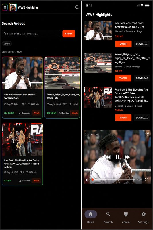 WWE Highlights app